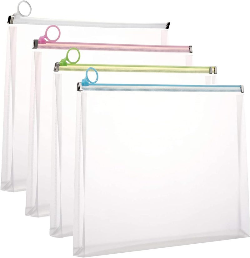 YESSART 9x12 Clear Zip Plastic Envelopes File Document Paper Holder Pack of 4 (4 Pack) - Image 1